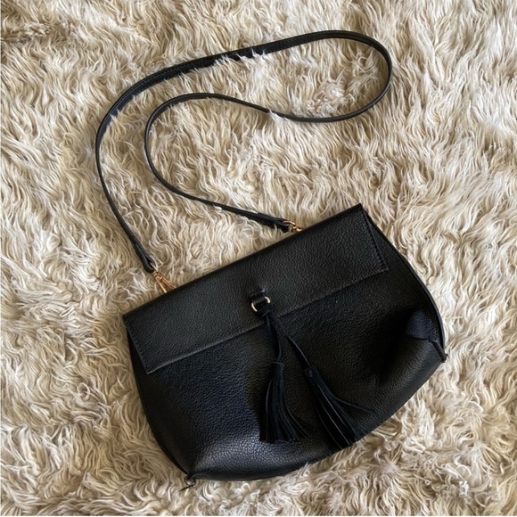 NWOT Anthropologie Elegant Black Tassel Shoulder Bag - Picture 10 of 10